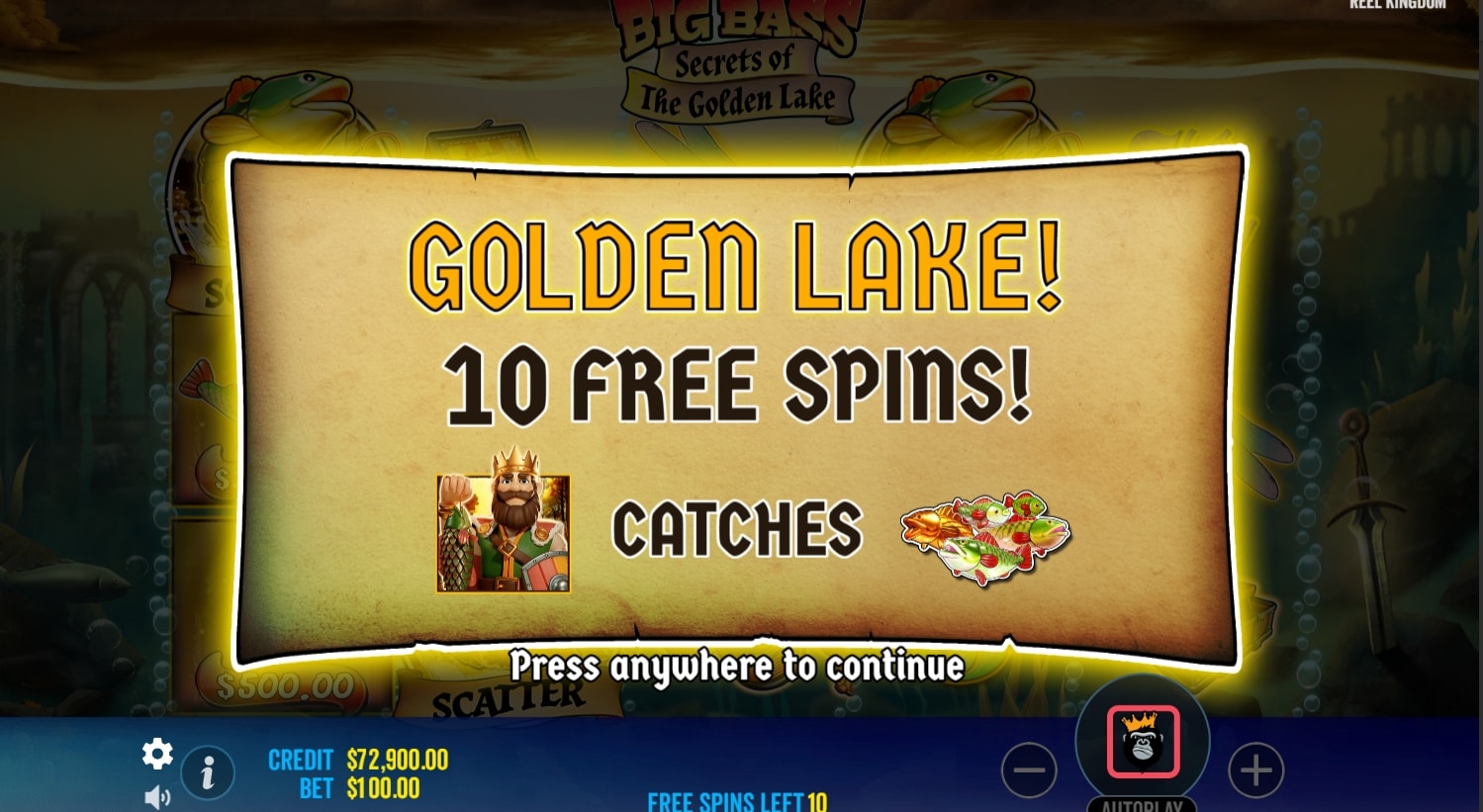 RTP, volatility, and maximum win potential of Big Bass Secrets of the Golden Lake slot.