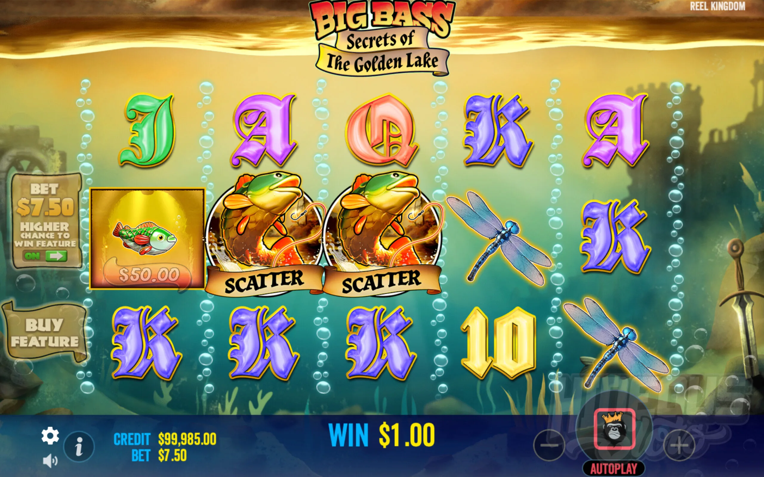 Symbols and payouts in Big Bass Secrets of the Golden Lake slot game.